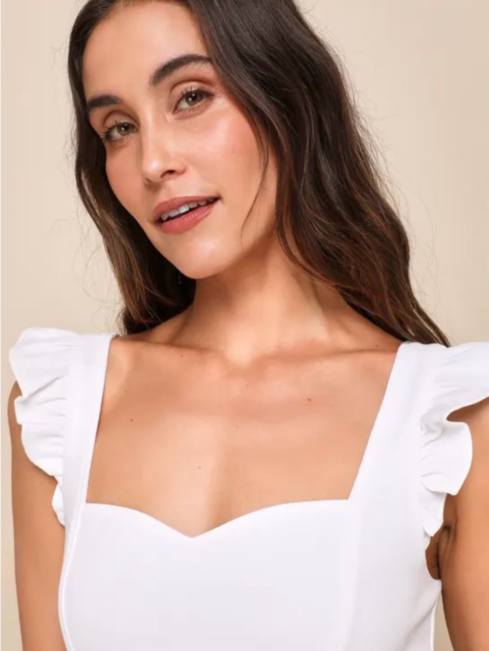 Lulu's White Square Neck Ruffle Strap Mini Dress - Picture 6 of 8